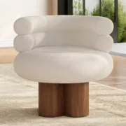 Picture of Polla Round Lounge Chair – Triple Backrest & Solid Wood Base