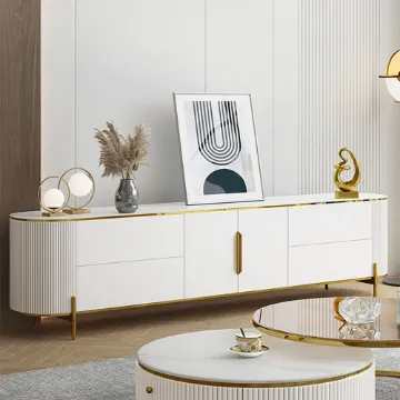 Show details for Clarva Curved TV Unit  – Gold Frame & Fluted Charm Picture of Clarva Curved TV Unit  – Gold Frame & Fluted Charm