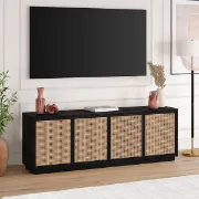 Picture of Ravena Woven-Panel TV Unit – Four Doors, Natural Wood