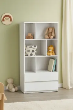 Show details for Kiva – Youth Natural Wood Bookcase with 2 Drawers Picture of Kiva – Youth Natural Wood Bookcase with 2 Drawers