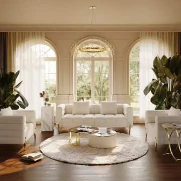 Lumière Sofa Set – 3-Seater Sofa & 2 Armchairs with Golden Metal Legs Lumière Sofa Set – 3-Seater Sofa & 2 Armchairs with Golden Metal Legs