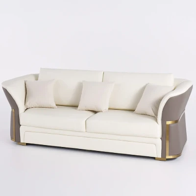 Aveline Sofa Set – 3-Seater Sofa & 2 Armchairs with Elegant Gold Accents