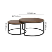 Noctis – Natural Wood TV Stand with Round Coffee Tables