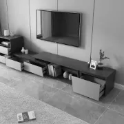 Nerio – Modern TV Unit Set made of Natural Wood with Extendable Design and Multi-Functional Coffee Table