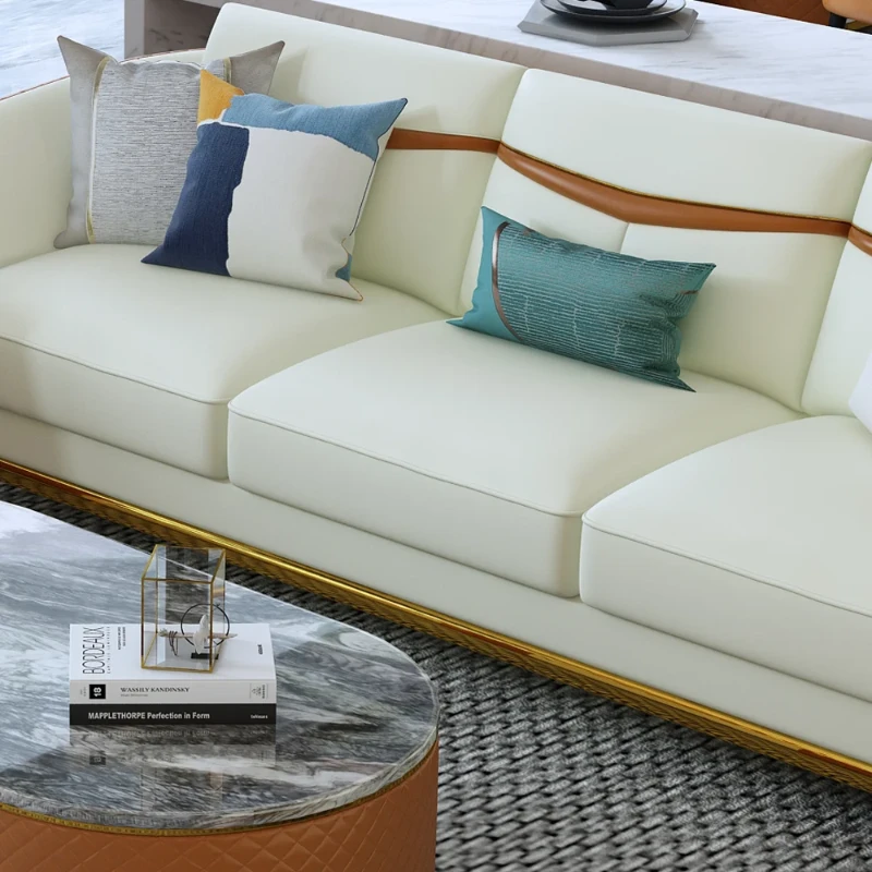 Monterey – Modern Living Room Set with Marble and Gold Accents