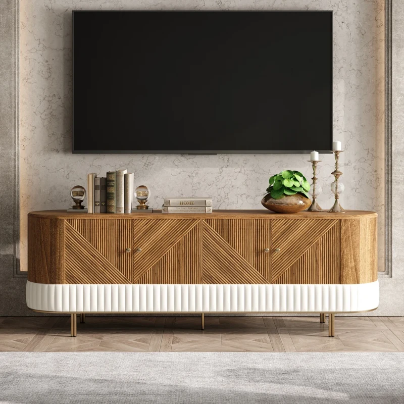 Clairvaux – TV Unit, Coffee Table & Side Table Set in Natural Wood