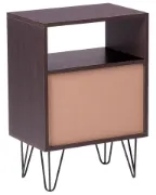 Picture of Arven – Modern Natural Wood Bedside Table with Open Shelf & 2 Drawers
