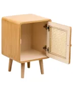 Picture of Renea Natural Wood Bedside Table – Single Door with Woven Front
