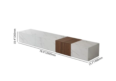 Marquina – Natural Wood TV Unit with Marble-Effect Finish and Matching Coffee Table