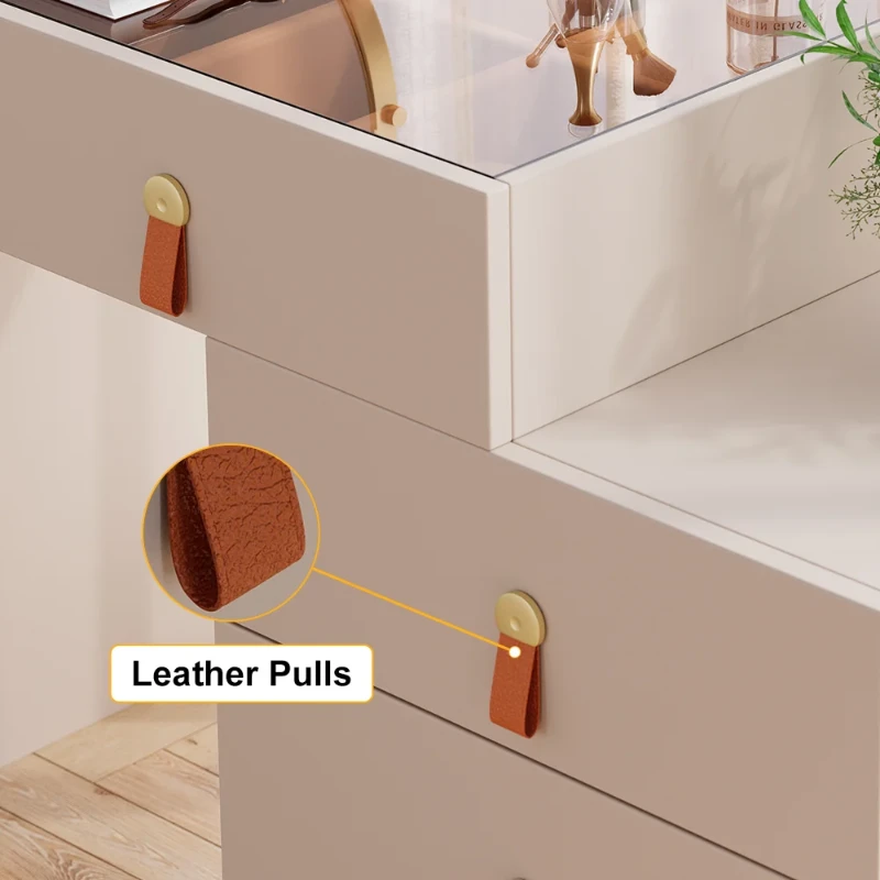 Verona Vanity Set – Dual Natural Wood Storage Cabinets with Elegant Glass Top and Organizer