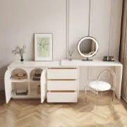 Arcadia Extendable Vanity Set – Natural Wood with Modern Storage Design