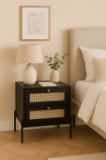 Kavira – Natural wood & Rattan 2-Drawer Bedside Table