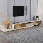 Picture of Lunex LED TV Unit – Expandable Natural Wood with Drawer & Shelves