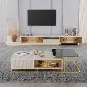 Picture of Lunex LED TV Unit – Expandable Natural Wood with Drawer & Shelves