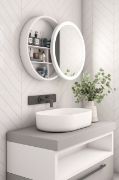 Picture of Aviana movable Round mirror with storage - Black color