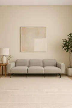 Show details for Olivaro Low-Profile 3-Seater – Taupe Beige with Matte Black Legs Picture of Olivaro Low-Profile 3-Seater – Taupe Beige with Matte Black Legs