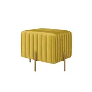 Miro – Upholstered Ottoman with Luxurious Fabric and Golden Metal Legs