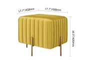 Miro – Upholstered Ottoman with Luxurious Fabric and Golden Metal Legs