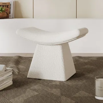 Sova Curved Ottoman – Bouclé Upholstery with Artistic Silhouette Sova Curved Ottoman – Bouclé Upholstery with Artistic Silhouette
