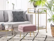 Elyen Ottoman – Contemporary Soft-Touch Design with Natural Wood Frame and Golden Metal Legs