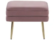 Elyen Ottoman – Contemporary Soft-Touch Design with Natural Wood Frame and Golden Metal Legs