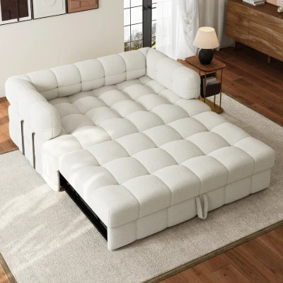 Rumi Convertible Sofa Bed – Modern Tufted Design