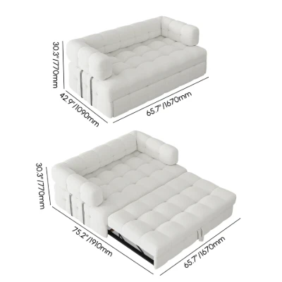 Rumi Convertible Sofa Bed – Modern Tufted Design