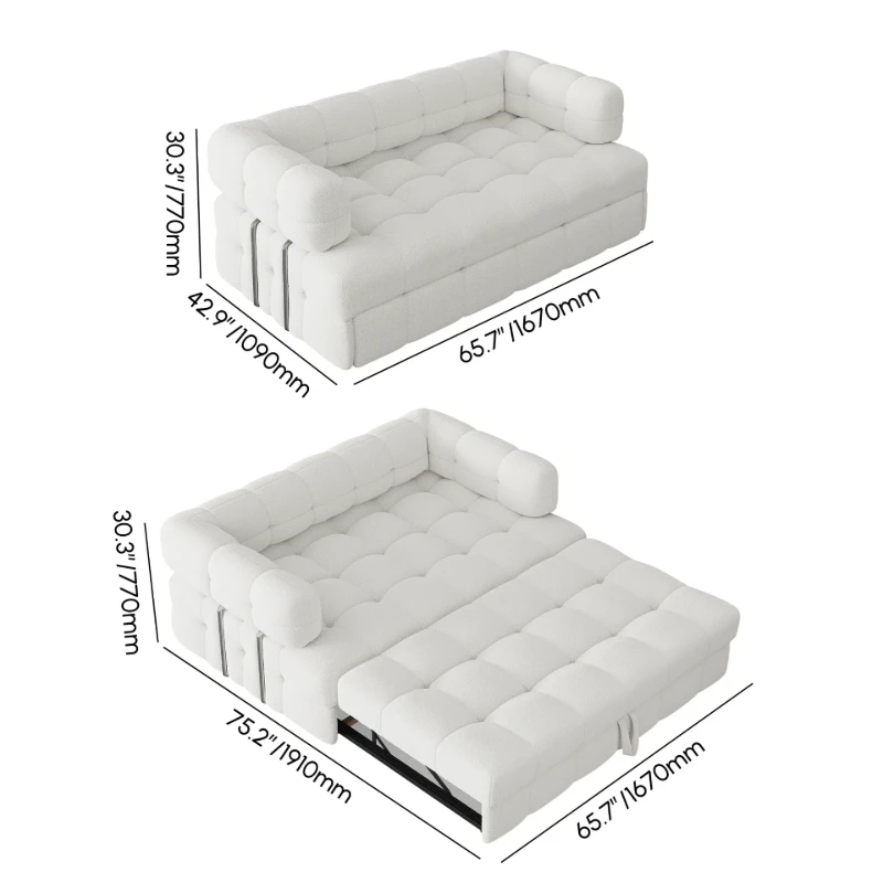 Rumi Convertible Sofa Bed – Modern Tufted Design