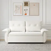 Velin Convertible Sofa Bed – Padded Arms with Natural Wood Frame