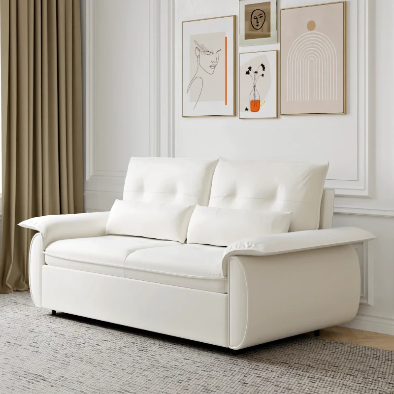 Velin Convertible Sofa Bed – Padded Arms with Natural Wood Frame
