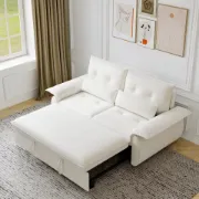 Velin Convertible Sofa Bed – Padded Arms with Natural Wood Frame