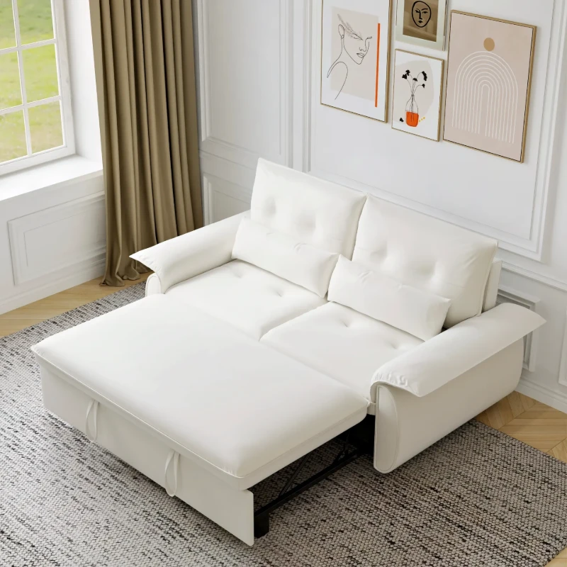 Velin Convertible Sofa Bed – Padded Arms with Natural Wood Frame
