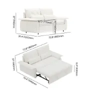 Velin Convertible Sofa Bed – Padded Arms with Natural Wood Frame