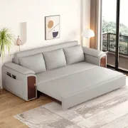 Rovano Convertible Sofa Bed – Smart Storage & Wooden Arm Design