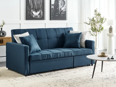 Mira Convertible Sofa Bed from natural wood – Modern Fabric Design with Clean Lines.
