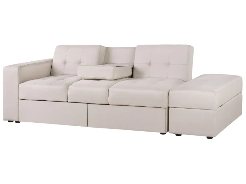 Dormiéa  Convertible Sectional Sofa Bed from natural wood - Fabric Upholstery with Hidden Storage .
