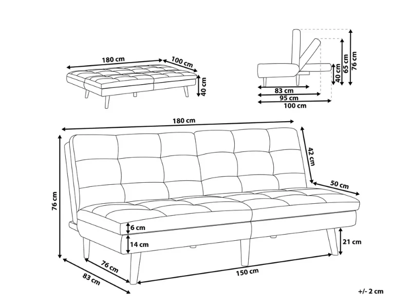 Eldin – Modern Convertible Sofa with Natural Wood Frame