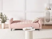 Velena – Modern Velvet Convertible Sofa with Natural Wood Frame