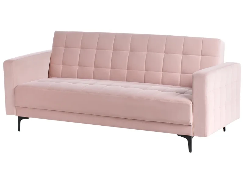 Velena – Modern Velvet Convertible Sofa with Natural Wood Frame