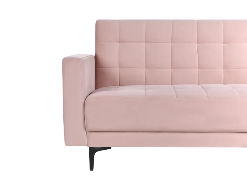 Velena – Modern Velvet Convertible Sofa with Natural Wood Frame