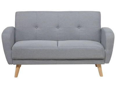 Éliane Convertible Sofa from natural wood legs  & Tufted Backrest.