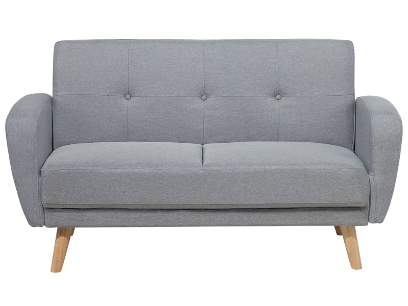 Éliane Convertible Sofa from natural wood legs  & Tufted Backrest.