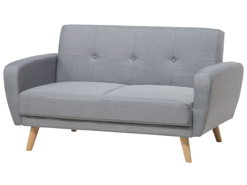 Éliane Convertible Sofa from natural wood legs  & Tufted Backrest.