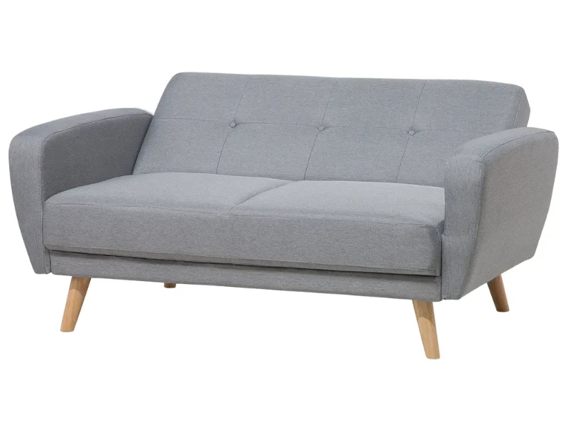 Éliane Convertible Sofa from natural wood legs  & Tufted Backrest.