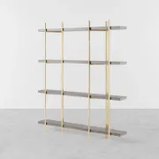 Aurore Display Shelf – Natural Wood & Gold Metal Frame