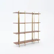 Aurore Display Shelf – Natural Wood & Gold Metal Frame