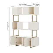 Délicat Display Shelf – White Natural Wood with Gold Frame.