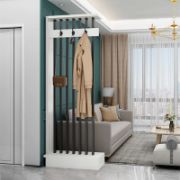 Rion – Wooden Room Divider with Modern Slatted Design and Hooks
