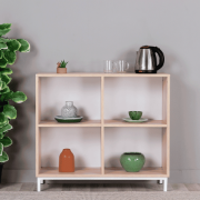 Lauro – Natural Wood Display Shelf with Compact 6-Cube Design