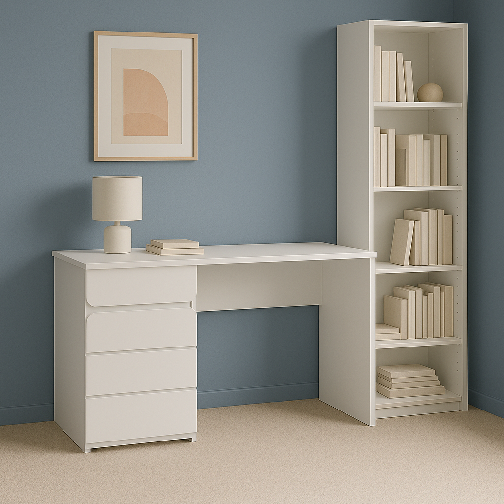 Desk with Side Bookshelf